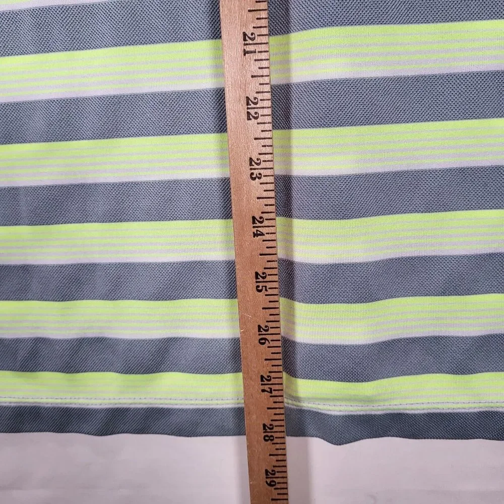 Nike Golf Tour‎ Performance Men's Large Gray Green Yellow Striped Dri-Fit Polo